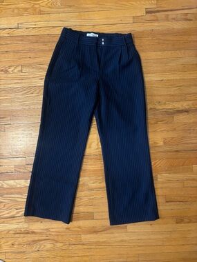 abercrombie sloane curve love low rise trousers in navy pinstripe